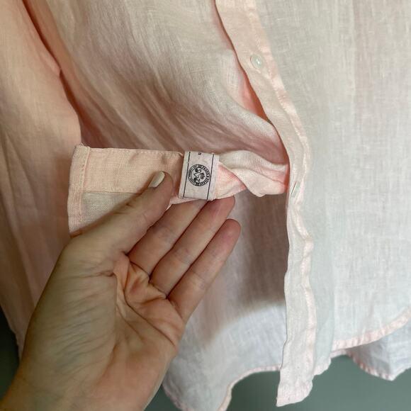 FRANK & EILEEN Eileen Relaxed Button-Up Shirt Peach Linen Size Small Casual Chic - Picture 10 of 16
